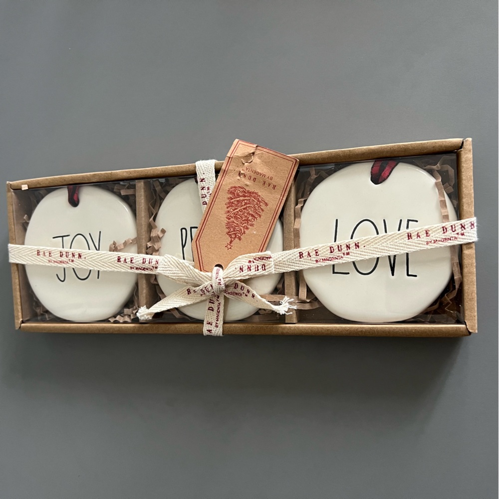 Rae Dunn Joy Peace Love Christmas Ornaments - Picture 2 of 3